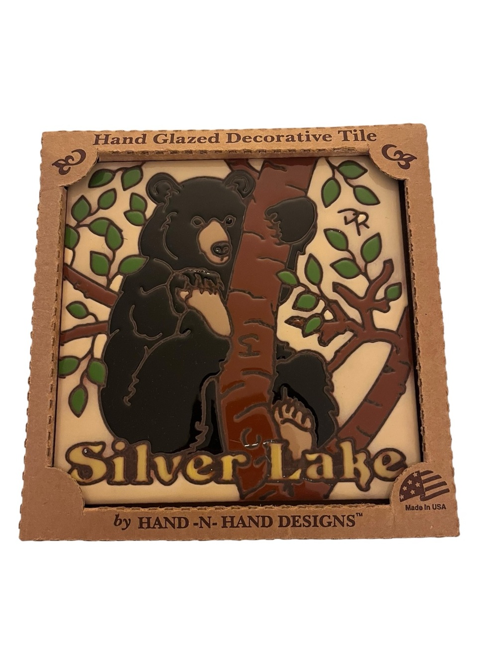 Silver Lake Bear Hand Glazed Decorative Tile